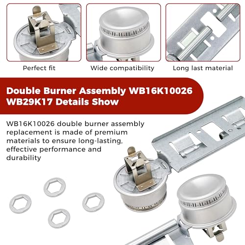 Double Burner Assembly WB16K10026 WB29K17 Double Stove Top Double Surface Burner Kit Replacement Compatible with General E...