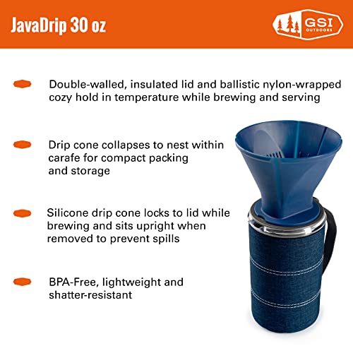 GSI Outdoors JavaDrip for Portable Drip Coffee System at The Office or Camping - 30oz or 50 oz