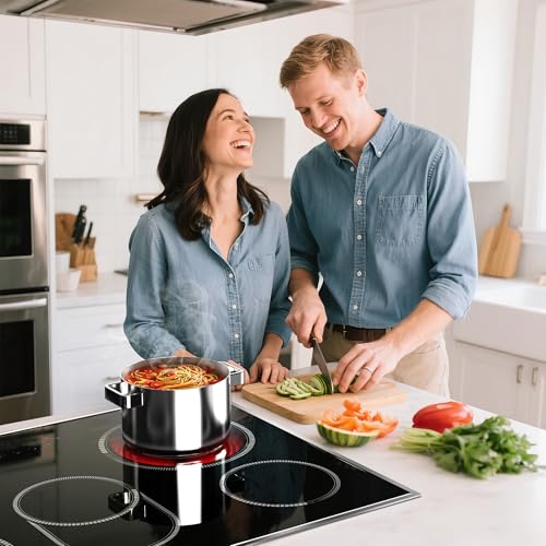 Pladeca 30 Inch Electric Cooktop, 5 Burner Electric Stove Top Touch Control, 8400W Built-in Ceramic Stovetop Burner 30" wi...