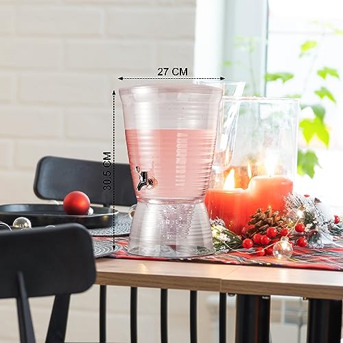 Tioncy 2 Pcs Acrylic Beverage Dispenser with Spigot 2.7 Gallon/ 10 l Clear Drink Water Dispenser Countertop with Detachabl...