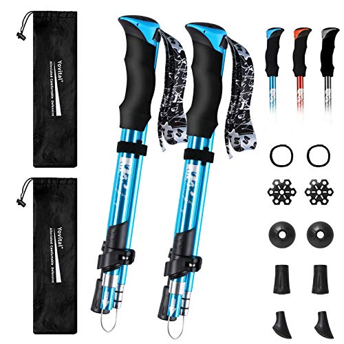 YOVITAL Trekking Poles - Aluminum 7075 Adjustable Walking Sticks with Quick Locks, Expandable to 53", Ultralight for Hikin...