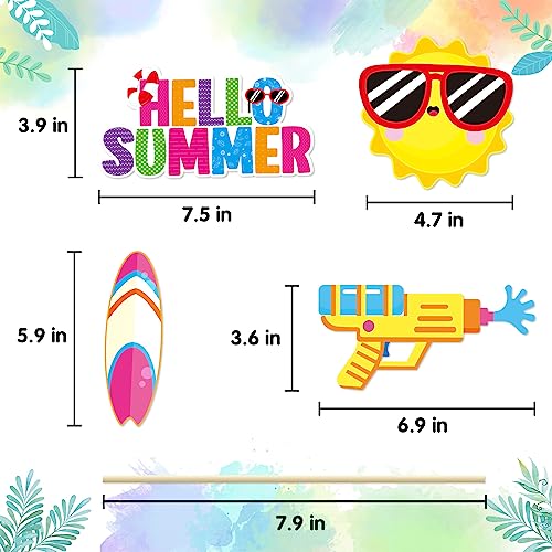 Summer Pool Beach Photo Booth Props 30 Pack Pool, Hawaiian, Beach, Luau Photo Booth Props, Tropical Themed Party with Stic...