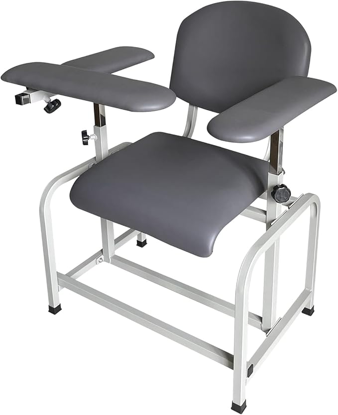 Helsevesen Blood Drawing Phlebotomy Chair, Comfortable Padded Lab Draw Chair with Adjustable Armrest (Grey-24.08)