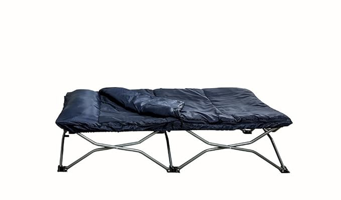 Regalo My Cot Deluxe Portable Toddler Bed, Includes Sleeping Bag, Navy