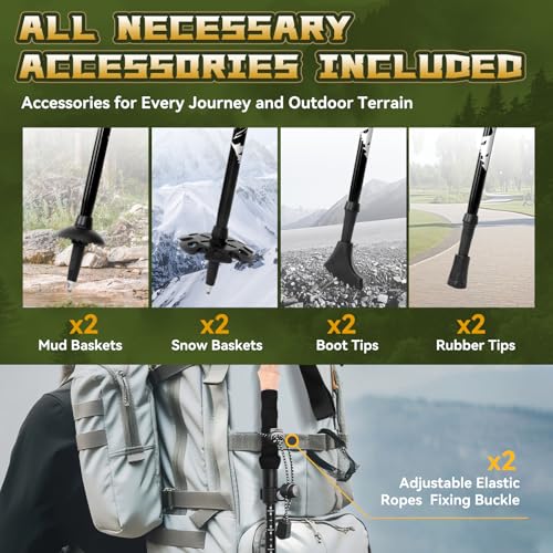 Thristride Trekking Poles Aviation Grade Aluminum Alloy-Strong Lightweight Collapsible Walking Sticks for Hiking Poles for...