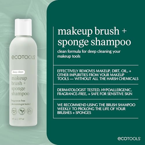 EcoTools Makeup Brush Cleanser + Silicone Cleansing Pad Bundle, Deep Cleaning Shampoo for Makeup Sponges & Brushes, Brush ...