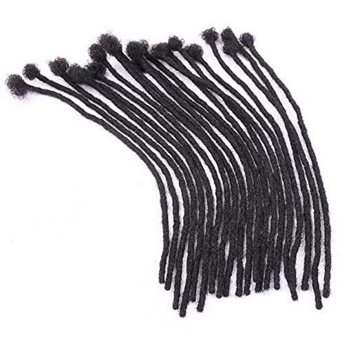 100% Human Hair Dreadlock Extensions for Men/Women, 0.6cm Thickness 16 Inch 30 Strands Full Handmade Can be Dyed and Bleached Permanent Loc Extensions Human Hair Natural Black
