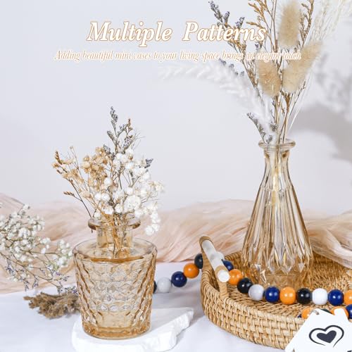 UPBUD Amber Glass Bud Vases Set of 12, Gold Mini Flower Vase for Centerpieces, Small Vases in Bulk for Wedding Decoration...