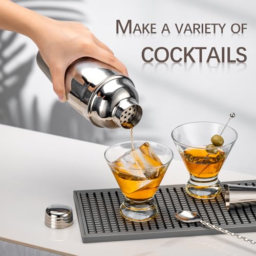 USEEKRIL Travel Martini Kit with 2 Glasses,Travel Bartender Kit with Case Recipe Cards, Cocktail Shaker Set for Cocktail M...