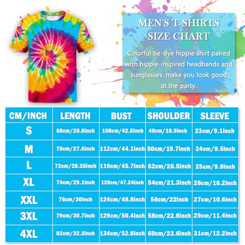 kooirsp Hippie Costume for Men Women 4PCS Mens 60s 70s Outfit Set Colorful Hippie Shirt Sunglasses Headband Peace Necklace