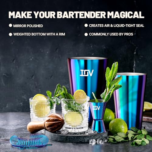 IOV Boston Cocktail Shaker Bar Set, Bartender Kit Drink Mixer Set with 18 oz & 28 oz Boston Shakers, Hawthorne Strainer, D...