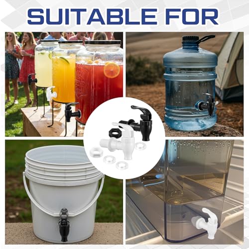Honoson 4 Sets BPA-Free Replacement Faucet, Reusable Spigot Spout Lever Pour Dispenser for Valve Crock Tap for Outdoor Wat...