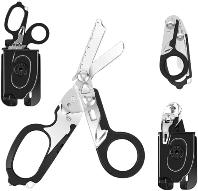 6 in 1 Multifunctional Trauma Shears Foldable with Strap Cutter | Heavy Duty Stainless Steel Emergency Response Shears | S...