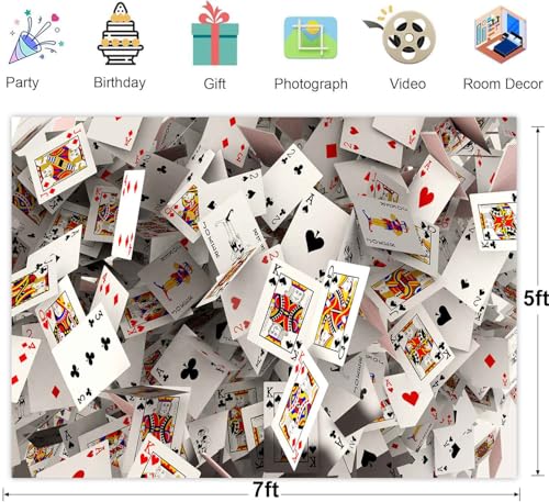 Sensfun 7x5ft Fabric Poker Backdrop 3D Playing Cards Photography Background Casino Night Birthday Party Decorations Banner...