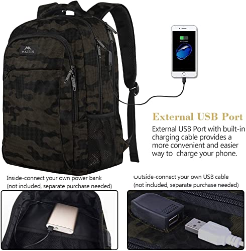 MATEIN 15.6 Inch Laptop Backpack, Sturdy Business Travel Laptop Bagpack with USB Charging Port, Sturdy Carry On Water-Resi...