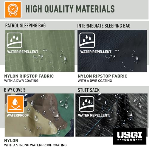 USGI Gear Military Sleeping Bag System Tactical Gear – 4-Part Modular Sleeping Bags Cold Weather Includes Stuff Sack, Bivy...