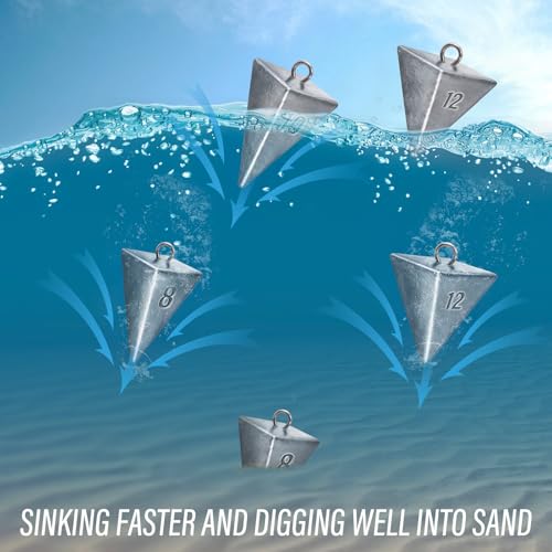 Alwonder Pyramid Sinkers Fishing Weights Fishing Sinkers, Saltwater Freshwater Lead Fishing Weight Sinker for Ocean Surf F...