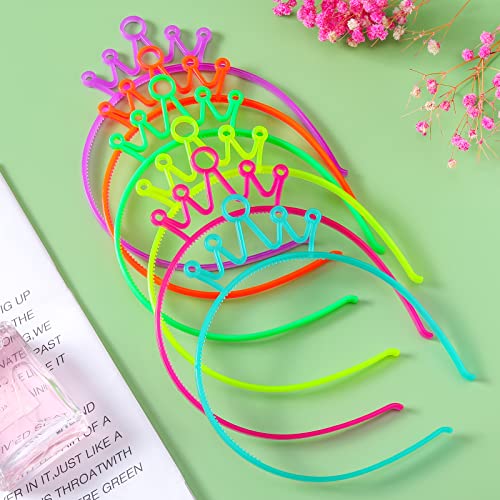 ZIRICHER 6 Colors Glow in the Dark Crowns Headbands, Plastic Light Up Hair Band Luminous Headband For Girls Party Crown He...