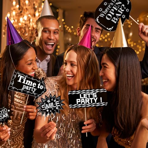 Outus 24 Pieces Photo Booth Props Birthday with Stick Happy Birthday Weddings Graduation Prom Bday Wedding New Year Party ...