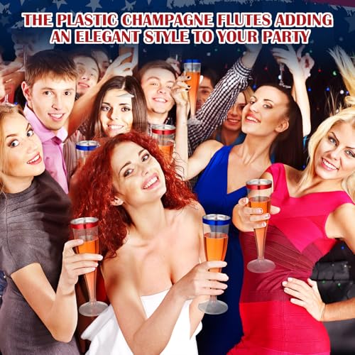 Jingmore 36 Pcs Plastic Champagne Flutes 4.5 oz Clear Toasting Glasses Cocktail Cup Wine Disposable Champagne Glass for Va...