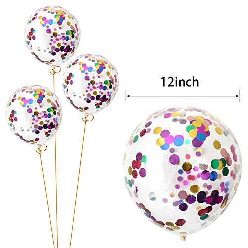 Confetti Balloons 40pack, 12inch Transparent Party Balloons with Colorful Confetti for Graduation Party Wedding Baby Showe...