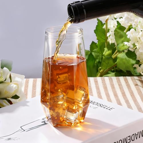 Goodluck 48 Clear Pack Diamond Unbreakable Stemless Plastic Glasses 9 Oz BPA-Free, Durable Disposable Wine/Champagne Flute...