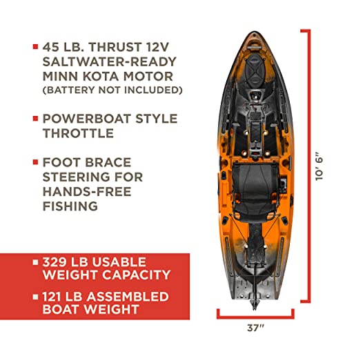 Old Town Sportsman 106 Powered by Minn Kota Solo Angler Sit-on-Top Motorized Fishing Kayak, 10ft