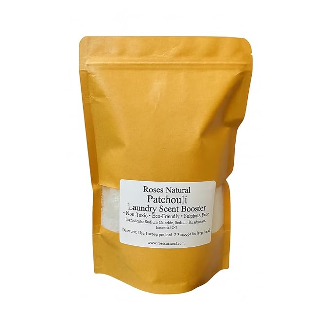 Patchouli In-Wash Laundry Scent Booster 16 oz by Roses Natural – Long-Lasting Musky Fragrance Beads, Plant-Based & Non-Toxic Laundry Freshener, Fabric-Safe