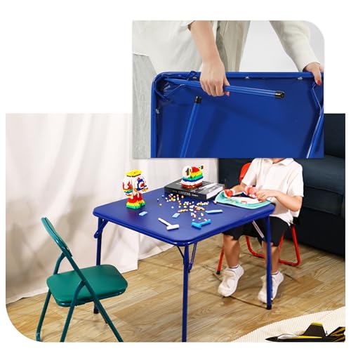 Folding Square Table, Card Table with Vinyl Padded Top, Foldable Activity for Indoor/Outdoor Use, Perfect for Picnic, Play...