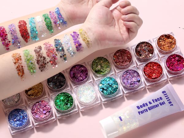WSYUB Body Glitter, Face Glitter, Makeup Festival Mermaid Glitters, Sparkly Chunky Hair Glitter