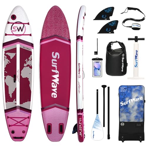 11'/6"×34" Inflatable Stand Up Paddle Board for Adults & Beginner SUP, Backpack, Removable Fin, Ankle Leash, Phone Case & ...