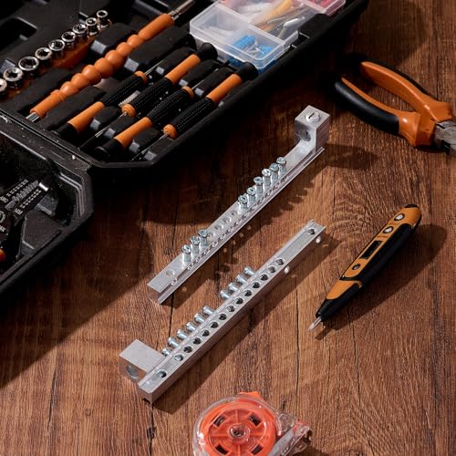 Relaxweex 2 Set Ground Bar Kit with 10 Terminal Positions and Ground Lug Bar Aluminum Grounding Lugs for Electrical Connec...