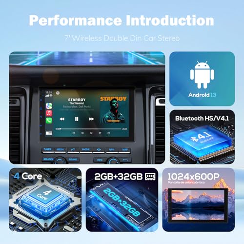 Haudio 7" Double Din Car Stereo with Wireless Apple CarPlay & Android Auto, Touch Screen Bluetooth Car Radio, GPS Navigati...