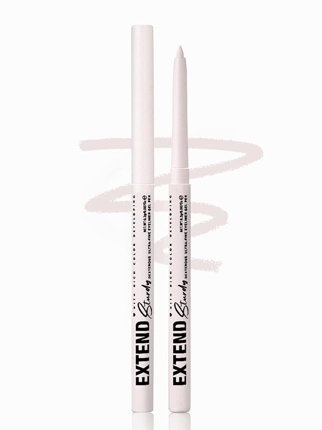 White Gel Glitter Eyeliner Pencil, Metallic Waterproof Smudge-Proof Creamy Retractable Smooth Eye Liner pencil, Hypoallergenic Long Lasting Eyeliner Brightener Pen Crayon Eye Makeup Gift for Women#01