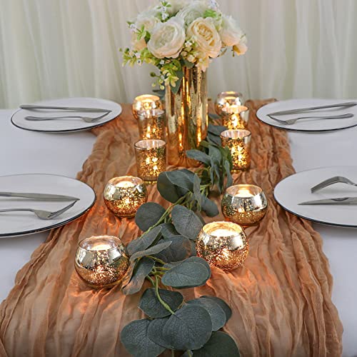 DEVI 24pcs Assorted Gold Votive Candle Holders, Mercury Glass Candle Holder, Diwali Decorations, Gold Wedding Centerpieces...