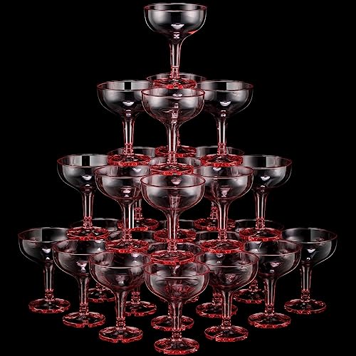 Zopeal 30 Pcs Champagne Coupe Glasses 5 oz Plastic Champagne Tower Disposable Martini Glasses Stackable Stemmed Margarita ...