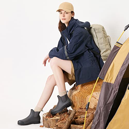 planone Women’s Waterproof Short Rain Boots Durable Comfort-Focused Chelsea Ankle Rubber Boots Non Slip Everyday Outdoor G...