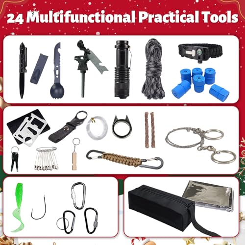 Advent Calendar 2025 Survival Kit - 24 Days Christmas Countdown Calendar Emergency Survival Gears Gift for Teen Adult Men,...