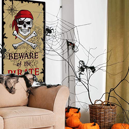 Beware of Pirates Door Banner Pirate Party Decoration Pirate Backdrop Halloween Birthday Party Photo Booth Props Pirate Th...