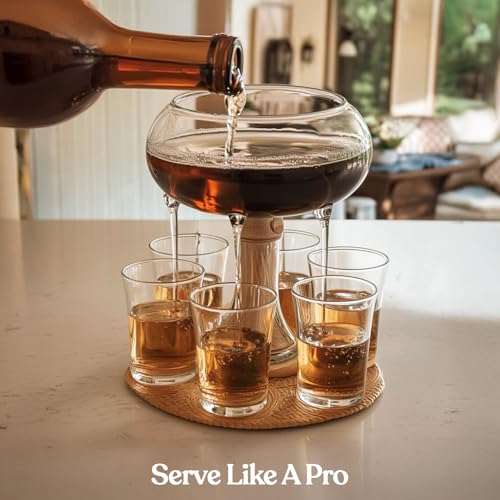 Etihub Shot Glass Dispenser And Holder - Party Drink Set For Liquor With 6 Glasses, Cool Glass Shots Game Accessories, Cut...