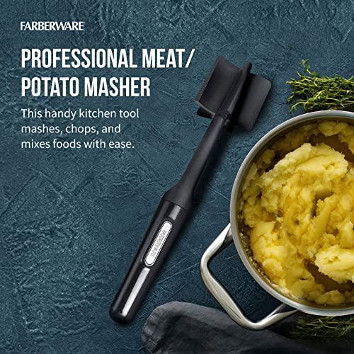 FARBERWARE Nylon Meat and Potato Masher – 5-Blade Ground Meat Chopper, Heat-Resistant to 450°F, Safe for Nonstick Cookwar...