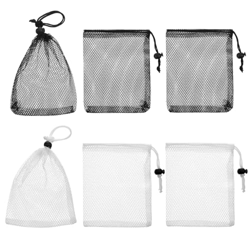 6Pcs Small Mesh Bags Black Small Drawstring Bags Nylon Bait Bag with Drawstrings Chum Bag for Saltwater Fishing Mesh Stora...