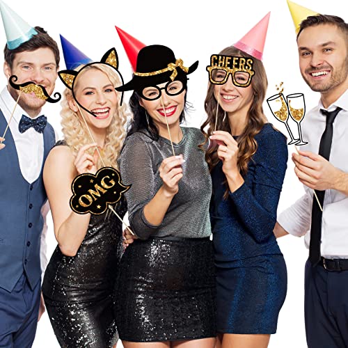 Outus 36 Pcs Birthday Photo Booth Props Kit Happy Birthday Graduation Wedding Party Favors Supplies Bday Party Decor 40th-...