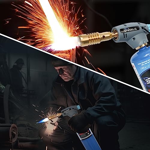 BLUEFIRE Handy Cyclone Torch Head With Propane Gas Portable Brass Gas Torch Manual Ignite Fuel by MAPP MAP PRO Propane Gas...