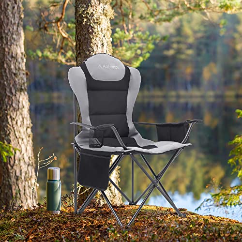 Aohanoi 2 Pack Camp Chairs for Heavy People, Outdoor Folding Camping Chairs with Cup Holder & Cooler Bag for Outside Suppo...