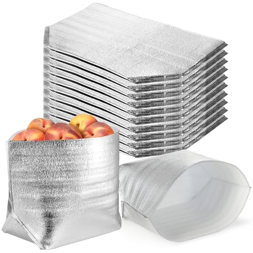 ZEAYEA 10 Pack Insulated Shipping Bags, 13.2" x 8.7" x 13.2" Thermal Box Liners for Frozen and Hot Food, Large Waterproof ...
