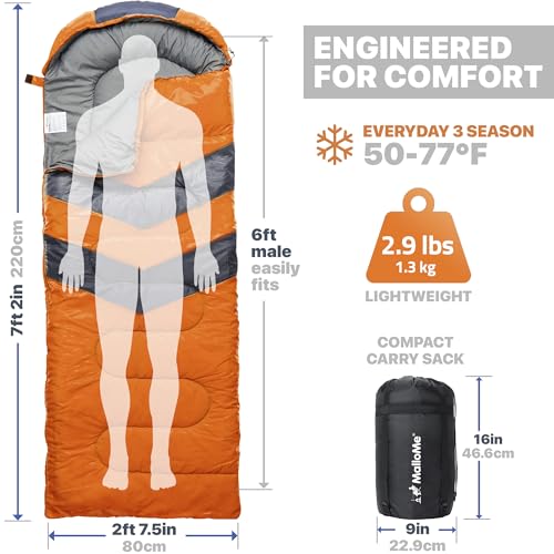 MalloMe Sleeping Bags for Adults Cold Weather & Warm - Backpacking Camping Sleeping Bag for Kids 10-12, Girls, Boys - Ligh...