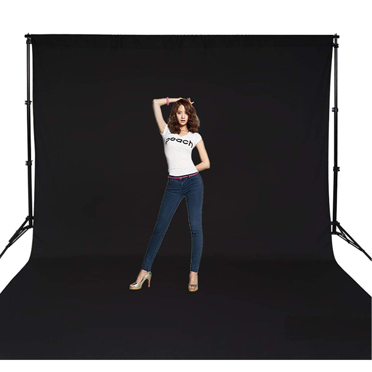 HMTfoto Black Backdrop for Photography Durable Fabric Background Photo Backdrop Video Photography Studio (5x7ft, Black)