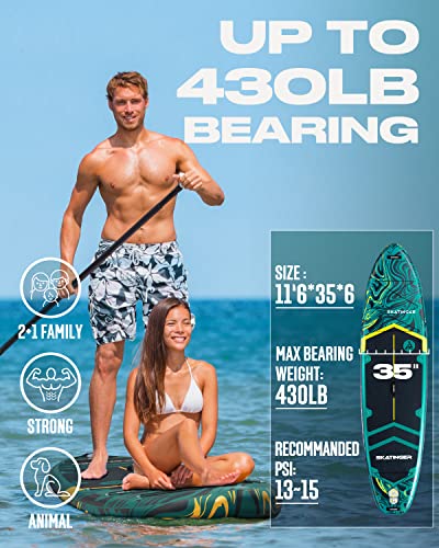 Skatinger Meteor Red & Lava Green Bundle｜11'6"x35" Super Wide Inflatable Stand Up Paddle Boards, All Accessories2, 100L Ba...