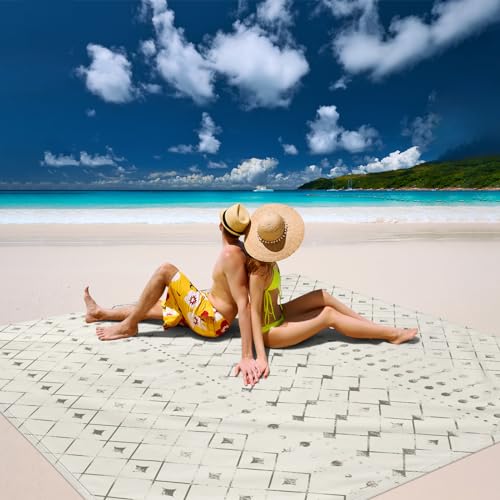 Beach Blanket Sandproof, Beach Mat Sand Free Waterproof, Large Picnic Blanket for 2-4 Adult, Lightweight Quick Drying & Du...